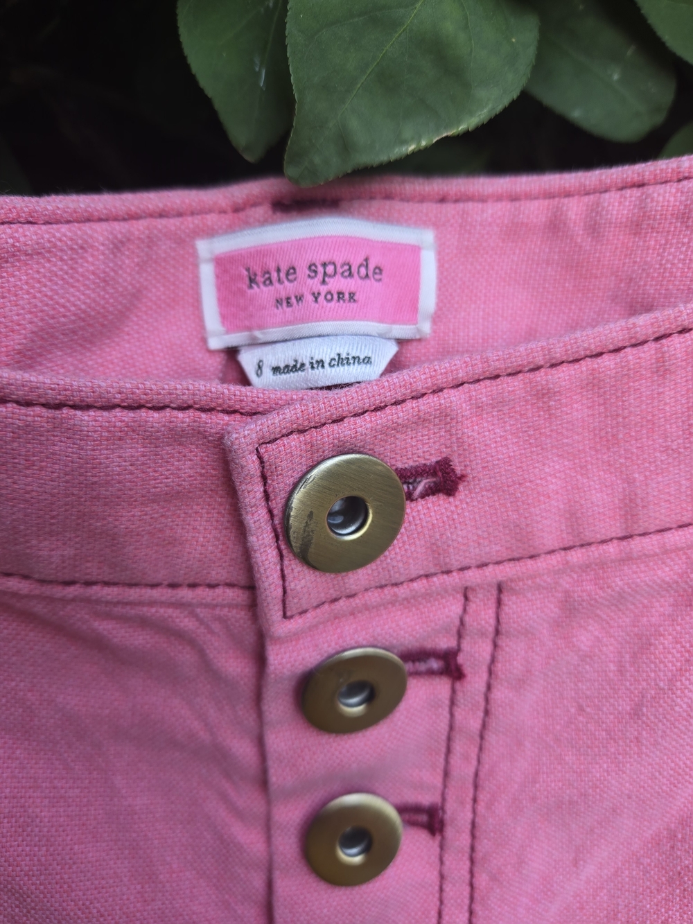 KATE SPADE High-Waist Pink Women’s Jeans with Button Fly Cotton Blend Size 8